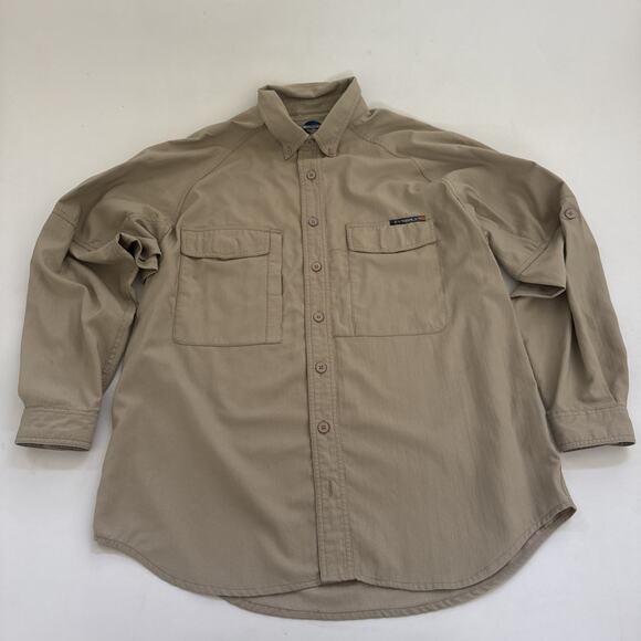 VTG ExOfficio Shirt Mens Medium Button Up Roll Tab Vented Fishing Outdoors NYLON - Picture 1 of 9